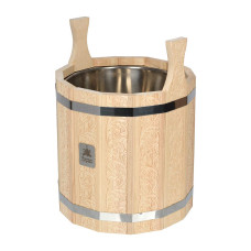 Запарник 12 л, "Цветочный орнамент", с нержавеющей вставкой, система регулировки обручей, липа. арт. 32818 Запарник 12 л, "Цветочный орнамент", с нержавеющей вставкой, система регулировки обручей, липа. арт. 32818