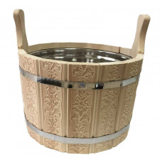 Шайка 10л с нержавеющей вкладкой с тиснением "Цветы" Шайка 10л с нержавеющей вкладкой с тиснением "Цветы"