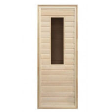 Дверь для бани деревянная с прямоугольным стеклом 1900х700мм. Коробка хвоя.